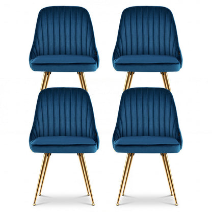 Artiss Dining Chairs Set of 4 Velvet Channel Tufted Blue - Image 3