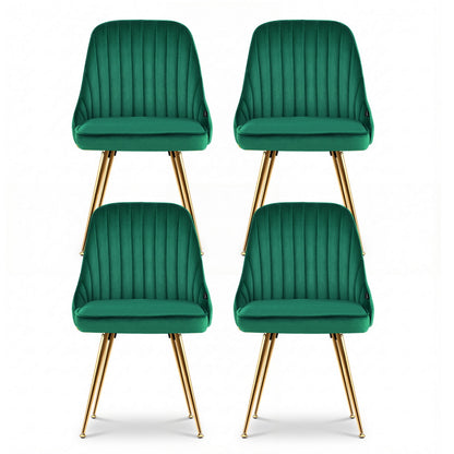 Artiss Dining Chairs Set of 4 Velvet Channel Tufted Green - Image 3