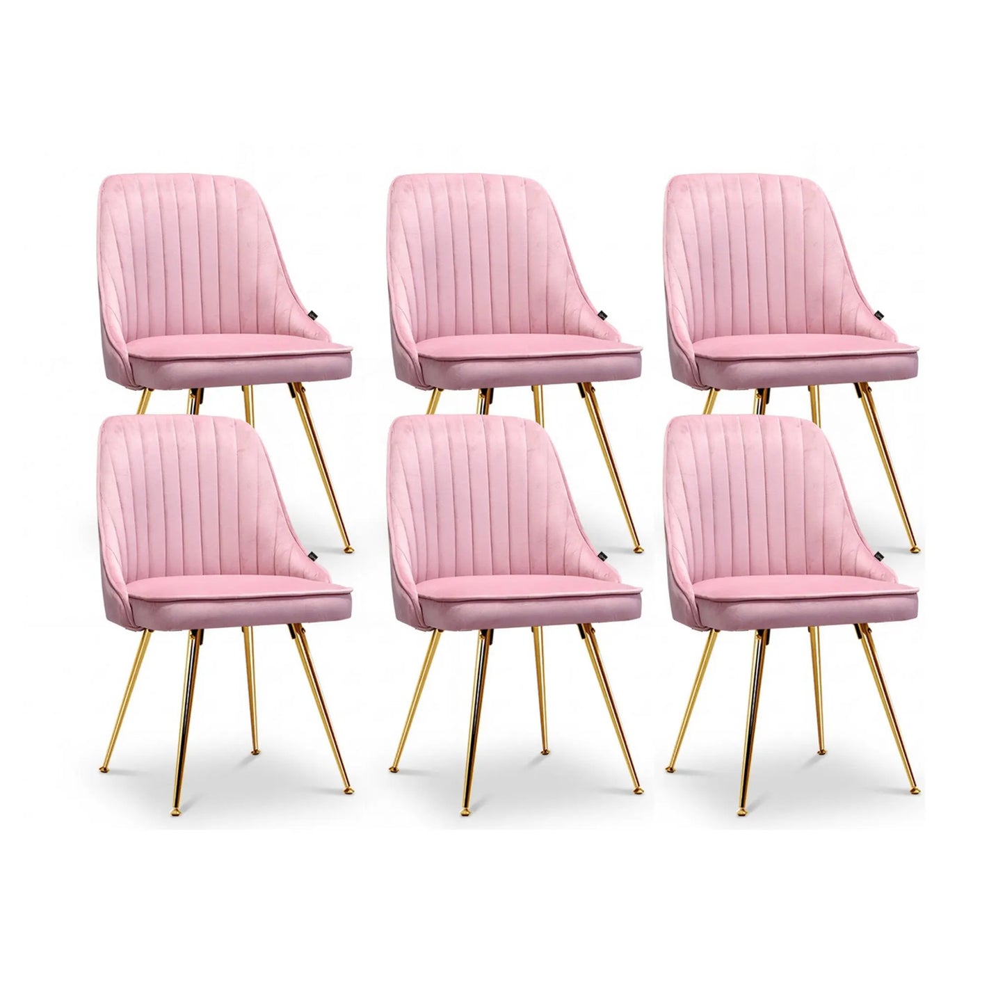 Artiss Dining Chairs Set of 6 Velvet Channel Tufted Pink