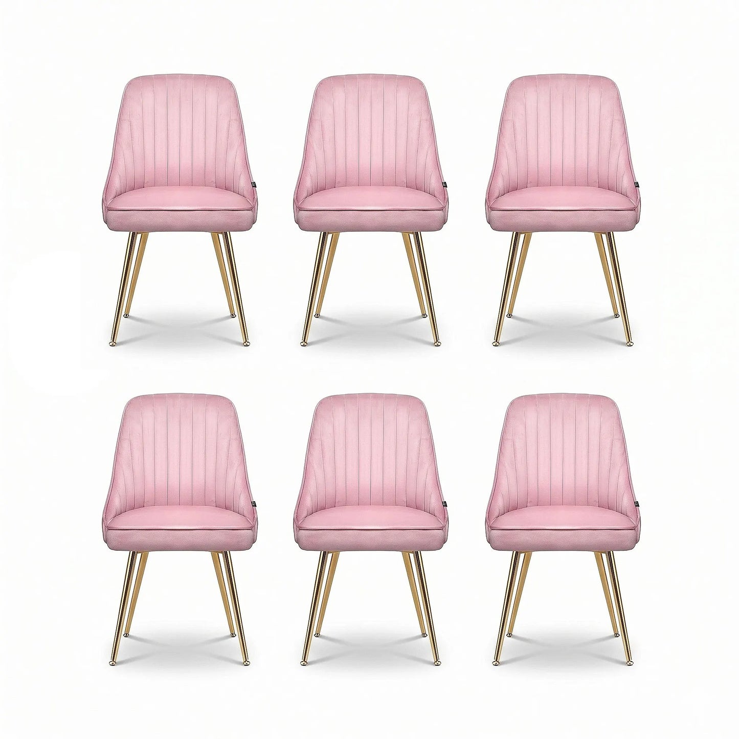 Artiss Dining Chairs Set of 6 Velvet Channel Tufted Pink - Image 3
