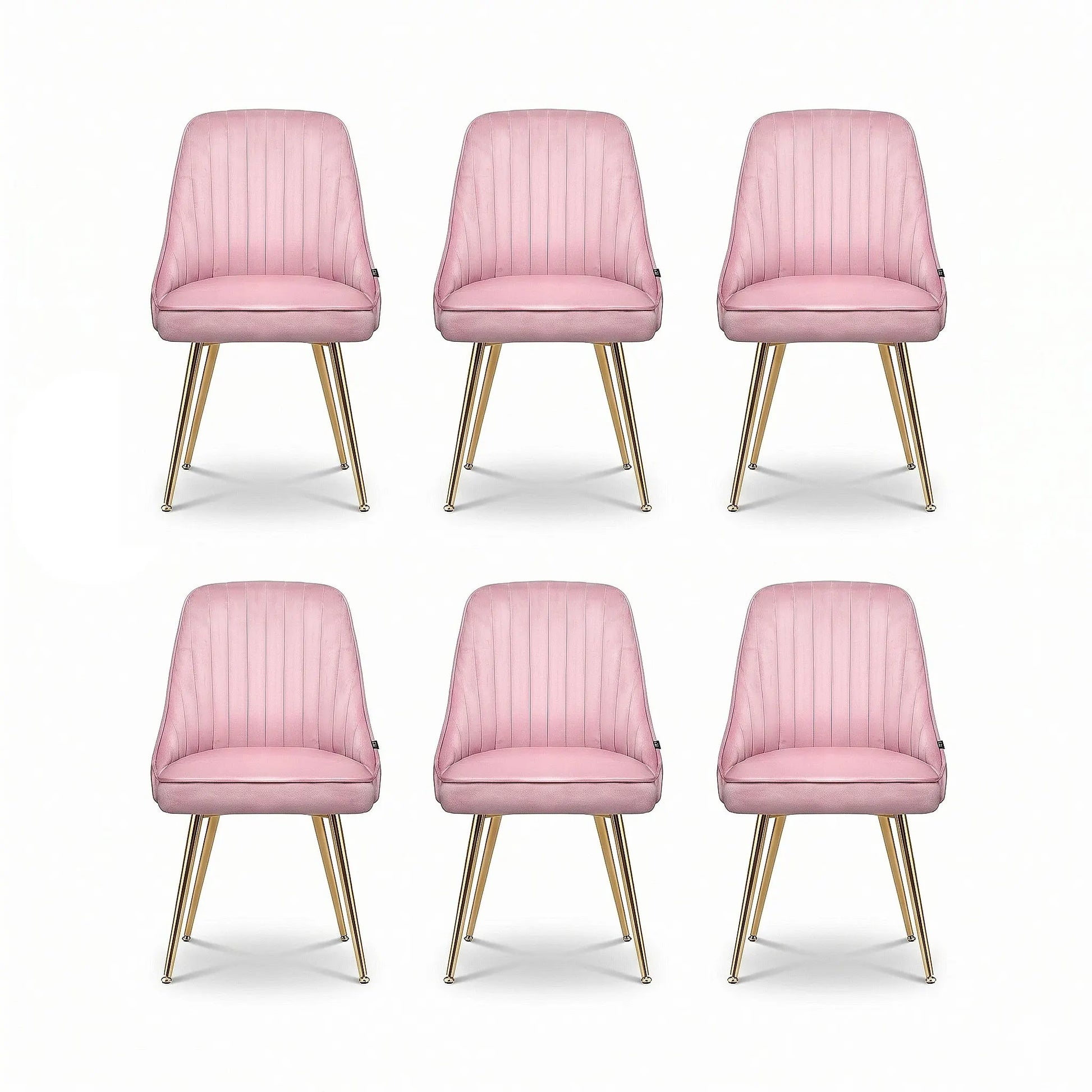 Artiss Dining Chairs Set of 6 Velvet Channel Tufted Pink - Image 3
