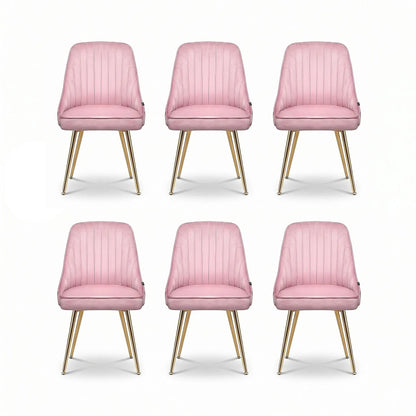 Artiss Dining Chairs Set of 6 Velvet Channel Tufted Pink - Image 3