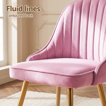 Artiss Dining Chairs Set of 6 Velvet Channel Tufted Pink - Image 9