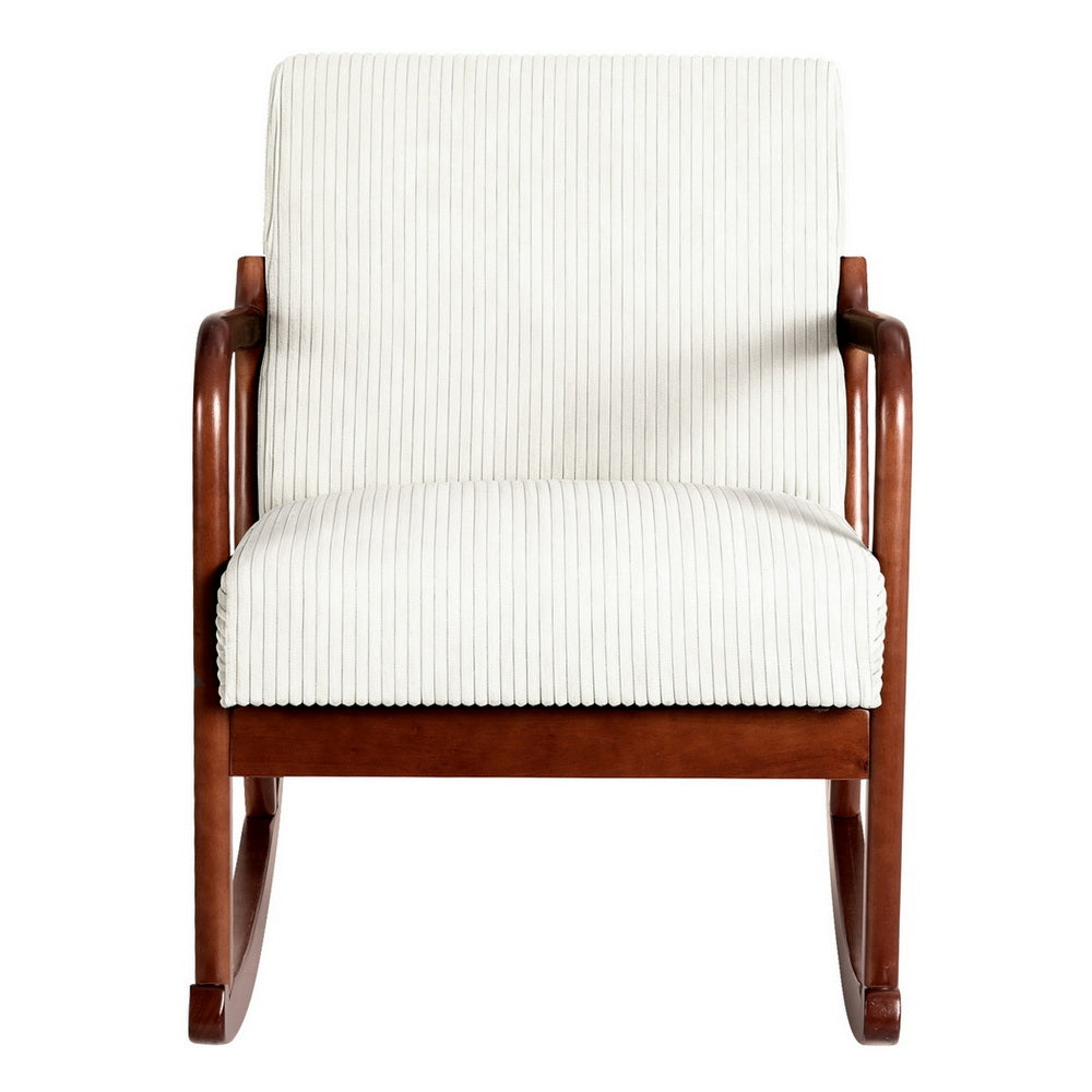 Artiss Rocking Armchair Nursing Chair Corduroy Beige - Image 3