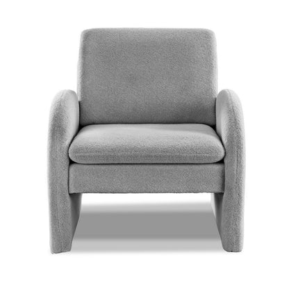 Artiss Armchair Accent Chair Lounge Tub Sofa Couch Curved Arm Seat Boucle Grey - Image 3