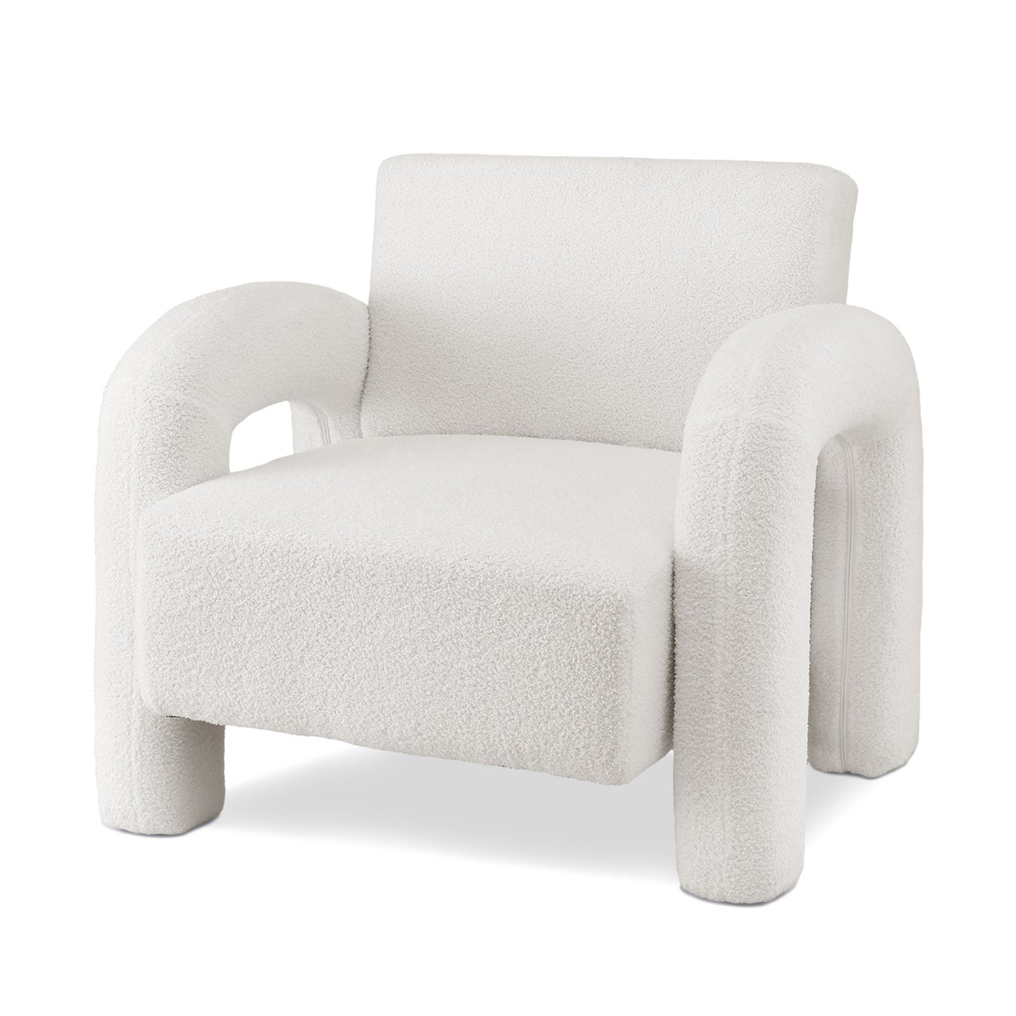 Artiss Armchair Accent Chair Lounge Sofa Couch Curved Seat Boucle White - Image 2