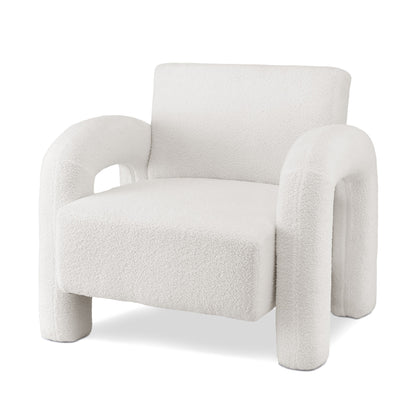 Artiss Armchair Accent Chair Lounge Sofa Couch Curved Seat Boucle White - Image 2