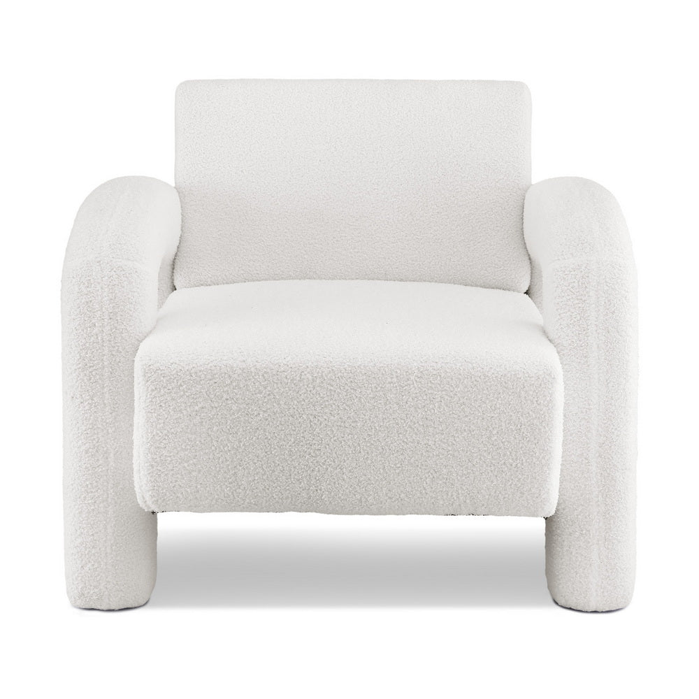 Artiss Armchair Accent Chair Lounge Sofa Couch Curved Seat Boucle White - Image 4