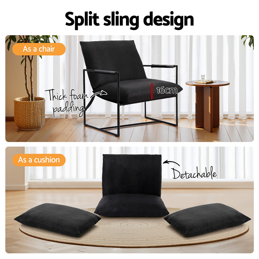 Artiss Armchair Lounge Chair Sling Black - Image 4