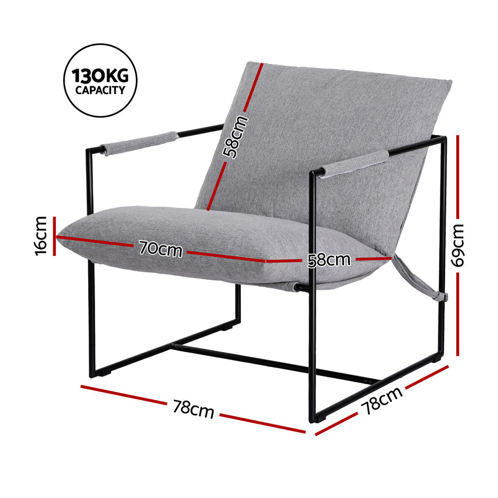 Artiss Armchair Lounge Chair Sling Grey - Image 2