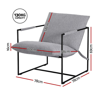 Artiss Armchair Lounge Chair Sling Grey - Image 2
