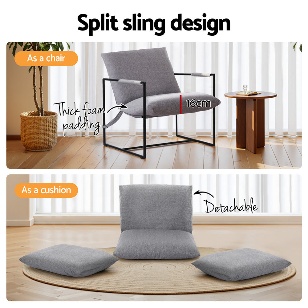 Artiss Armchair Lounge Chair Sling Grey - Image 4