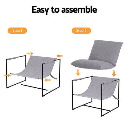 Artiss Armchair Lounge Chair Sling Grey - Image 7