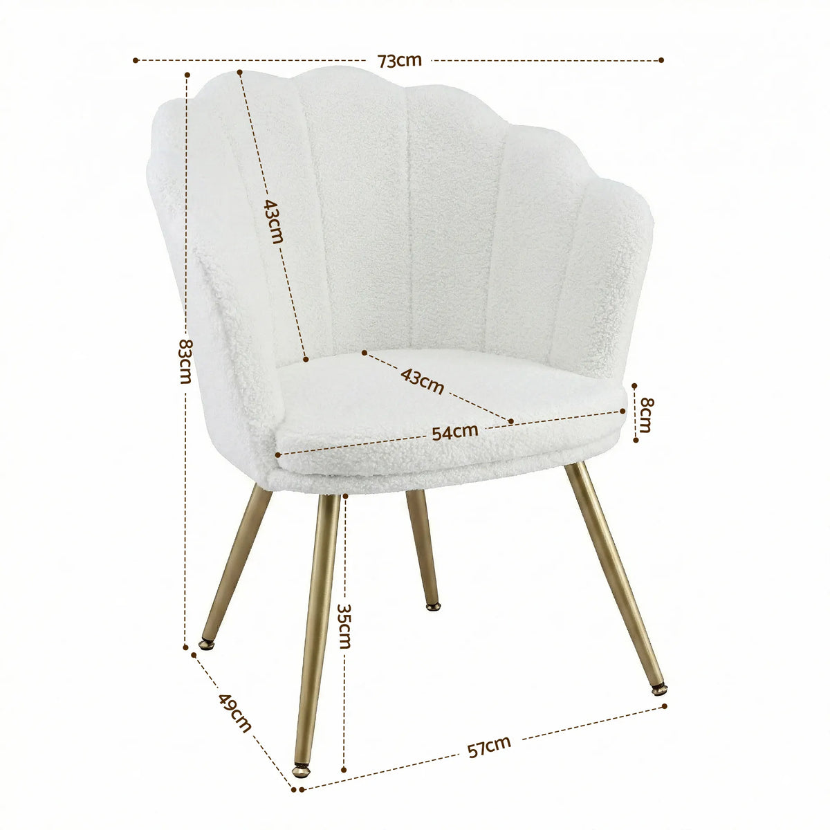 Artiss Armchair Teddy Fleece White Callista - Image 2