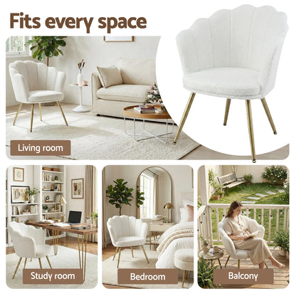 Artiss Armchair Teddy Fleece White Callista - Image 6
