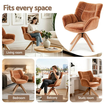 Artiss Swivel Chair Armchair Nursing Velvet Brown - Image 6