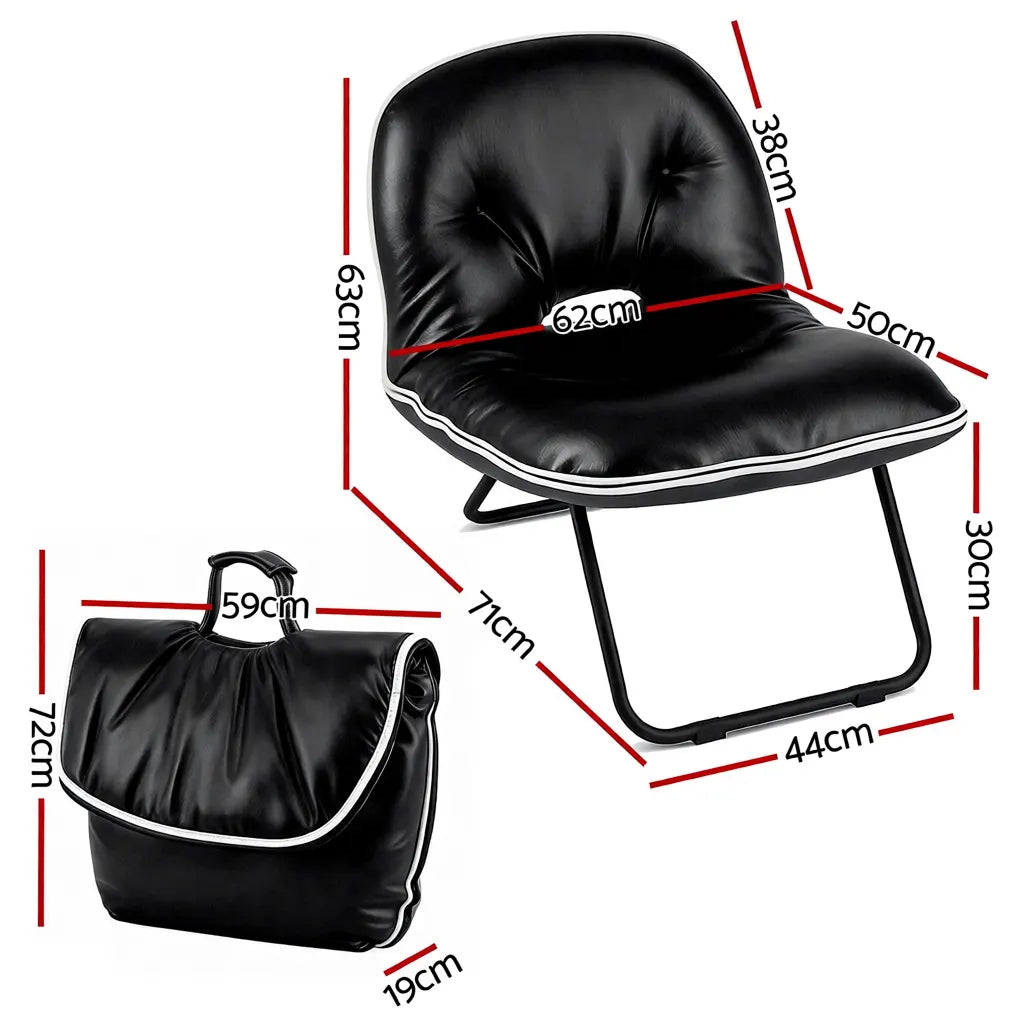 Artiss Foldable Chair 2-In-1 Armchair Lounge Chair Portable Black - Image 7
