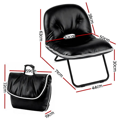 Artiss Foldable Chair 2-In-1 Armchair Lounge Chair Portable Black - Image 7