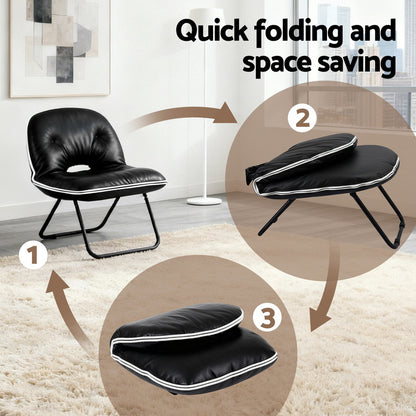 Artiss Foldable Chair 2-In-1 Armchair Lounge Chair Portable Black - Image 5