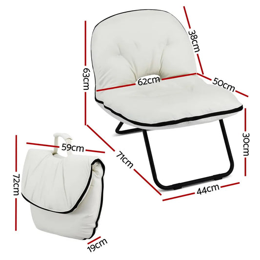 Artiss Foldable Chair 2-In-1 Armchair Lounge Chair Portable White - Image 3