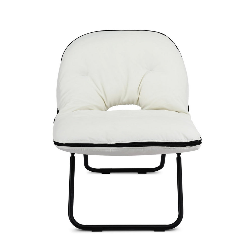Artiss Foldable Chair 2-In-1 Armchair Lounge Chair Portable White - Image 3