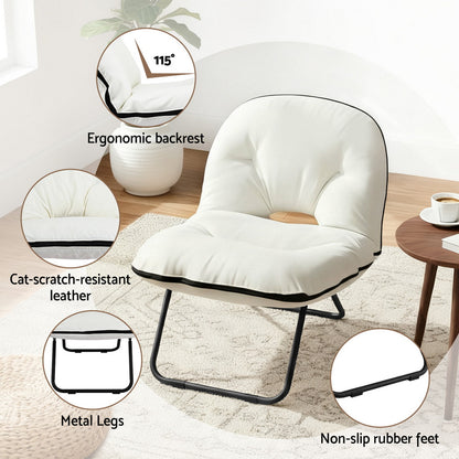Artiss Foldable Chair 2-In-1 Armchair Lounge Chair Portable White - Image 4