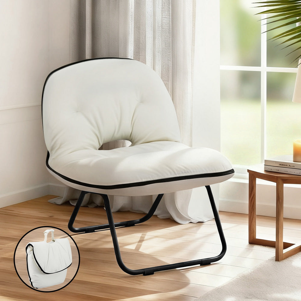 Artiss Foldable Chair 2-In-1 Armchair Lounge Chair Portable White - Image 7