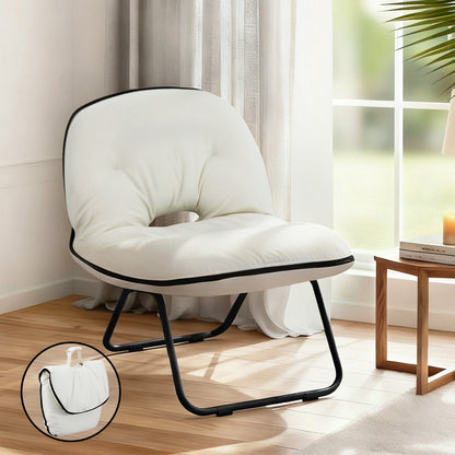 Artiss Foldable Chair 2-In-1 Armchair Lounge Chair Portable White - Image 7