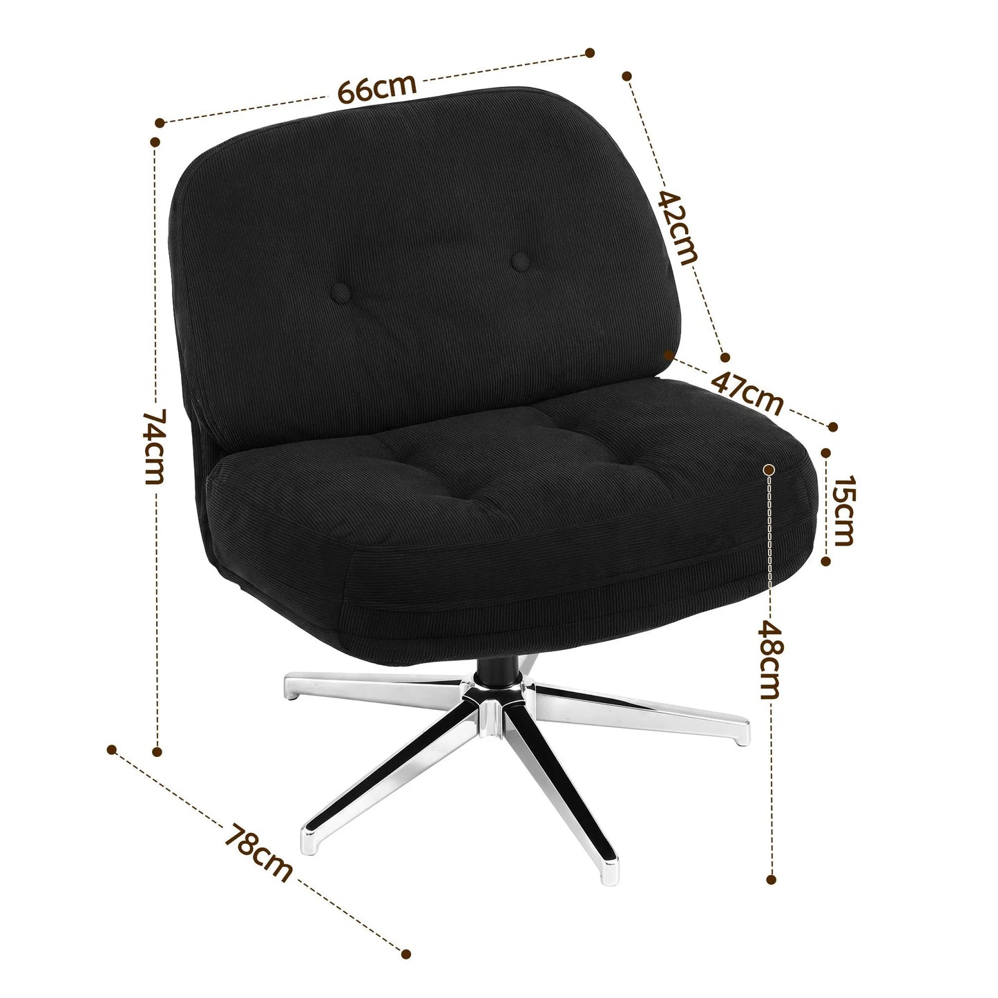 Artiss Swivel Chair Nursing Armchair Lounge Corduroy Steel Star Base Black - Image 3