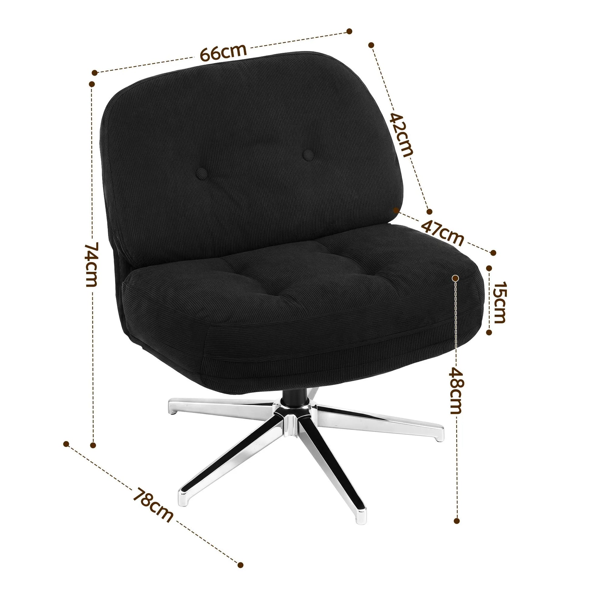Artiss Swivel Chair Nursing Armchair Lounge Corduroy Steel Star Base Black - Image 3