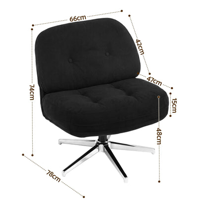 Artiss Swivel Chair Nursing Armchair Lounge Corduroy Steel Star Base Black - Image 3