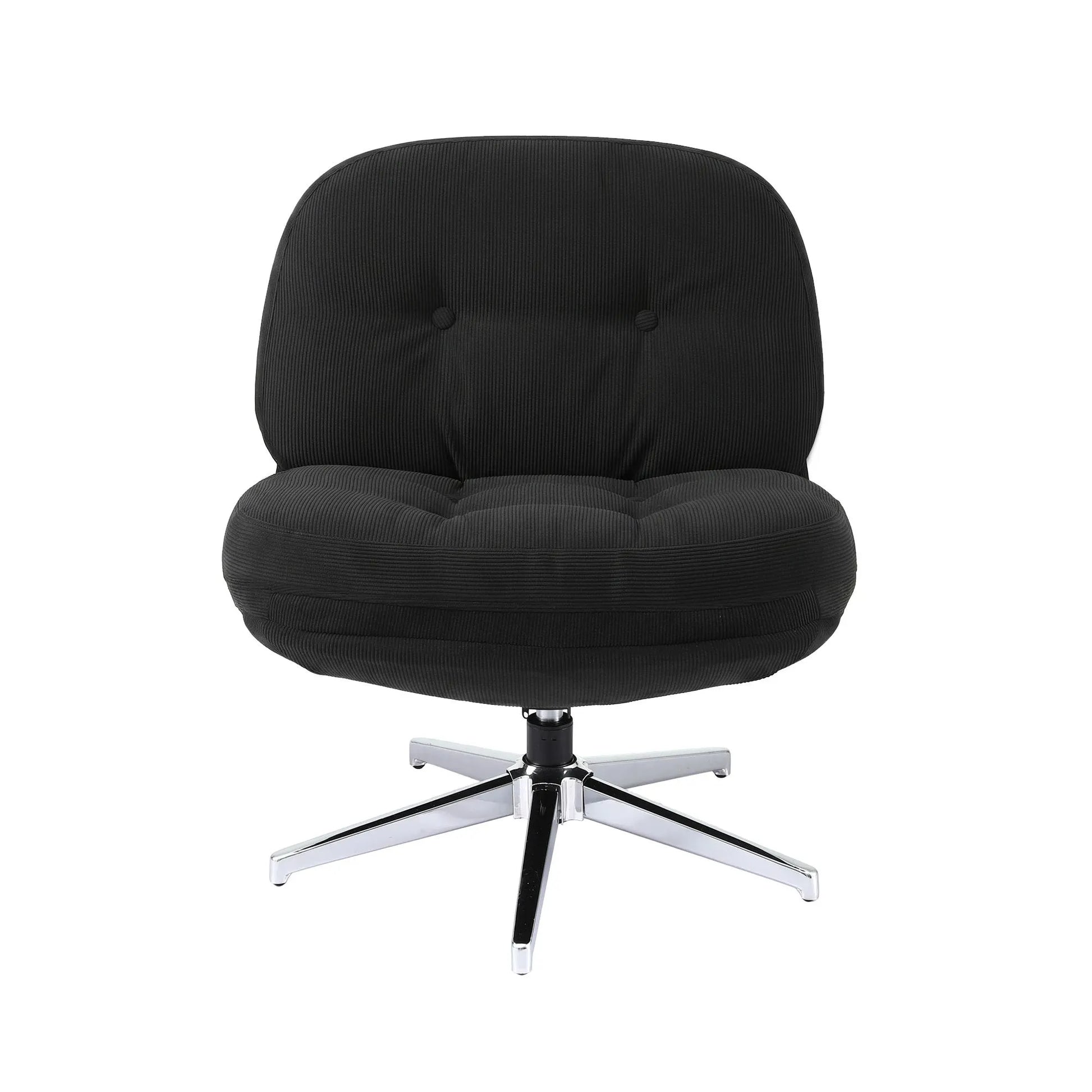 Artiss Swivel Chair Nursing Armchair Lounge Corduroy Steel Star Base Black - Image 4