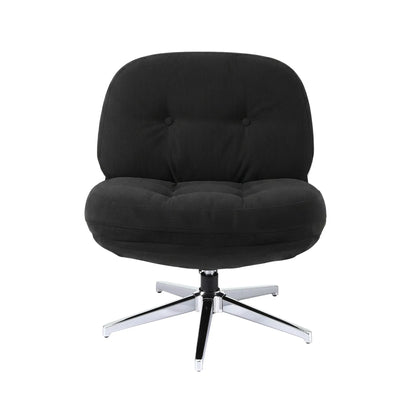 Artiss Swivel Chair Nursing Armchair Lounge Corduroy Steel Star Base Black - Image 4