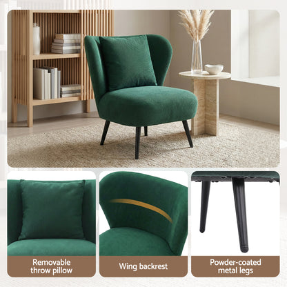 Artiss Armchair Accent Chair Lounge Tub Sofa Couch Corduroy Velvet Green - Image 5