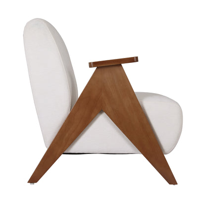 Artiss Armchair Accent Chair Sturdy Upholstered Solid Wood Chenille Fabric White - Image 3