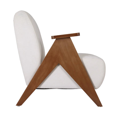 Artiss Armchair Accent Chair Sturdy Upholstered Solid Wood Chenille Fabric White - Image 3