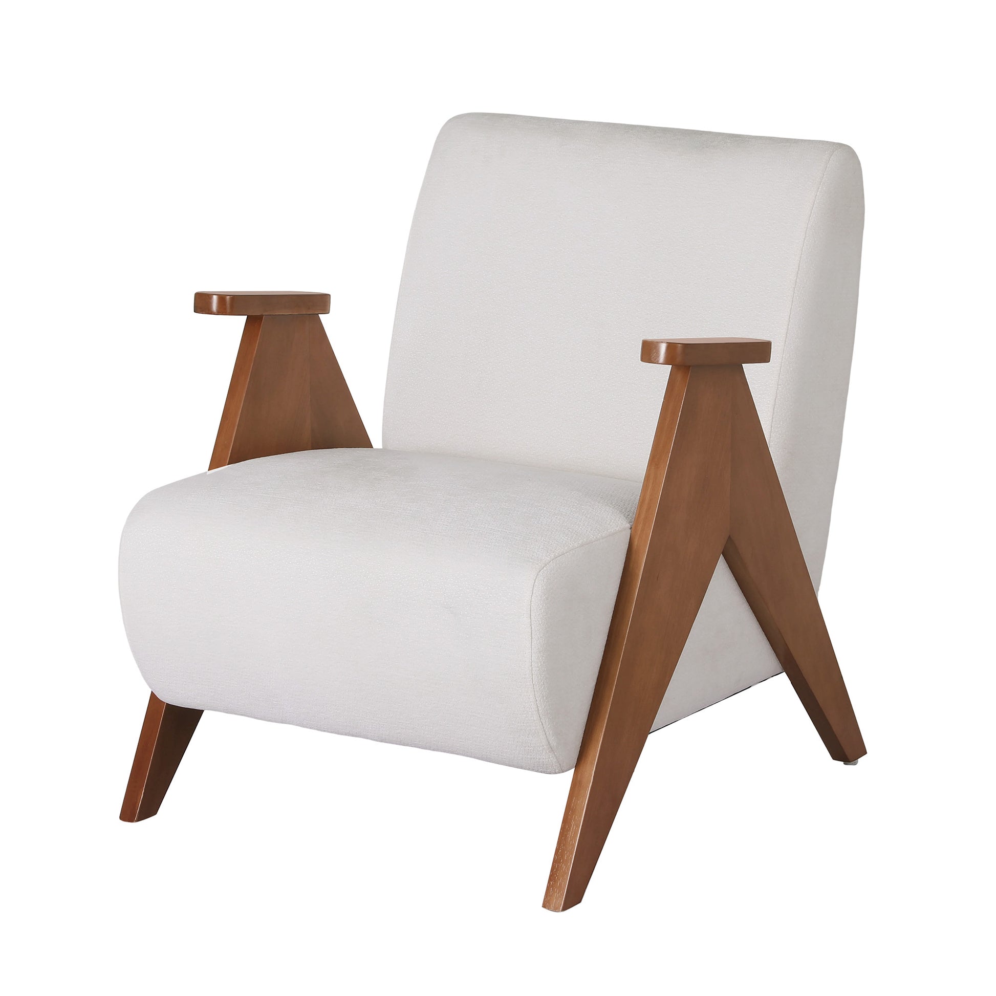 Artiss Armchair Accent Chair Sturdy Upholstered Solid Wood Chenille Fabric White - Image 8