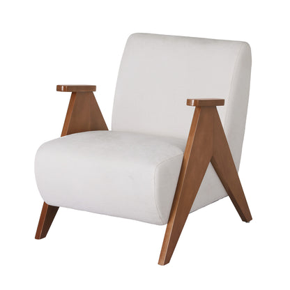 Artiss Armchair Accent Chair Sturdy Upholstered Solid Wood Chenille Fabric White - Image 8
