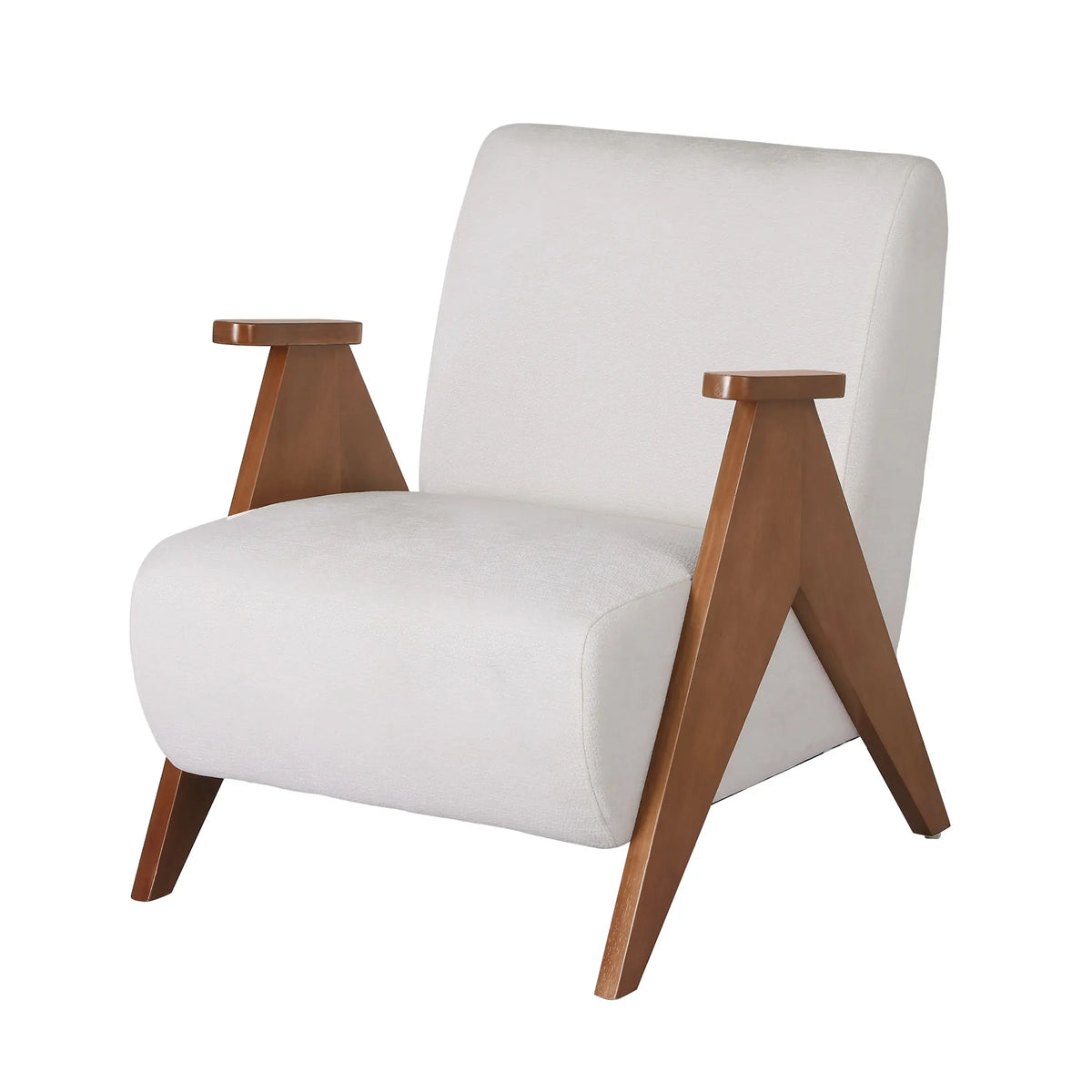 Artiss Armchair Accent Chair Sturdy Upholstered Solid Wood Chenille Fabric White - Image 8