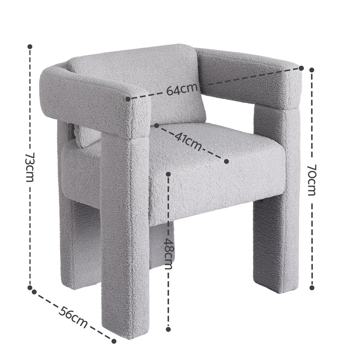 Artiss Armchair Accent Chair Lounge Sofa Couch Boucle Fabric Grey - Image 2