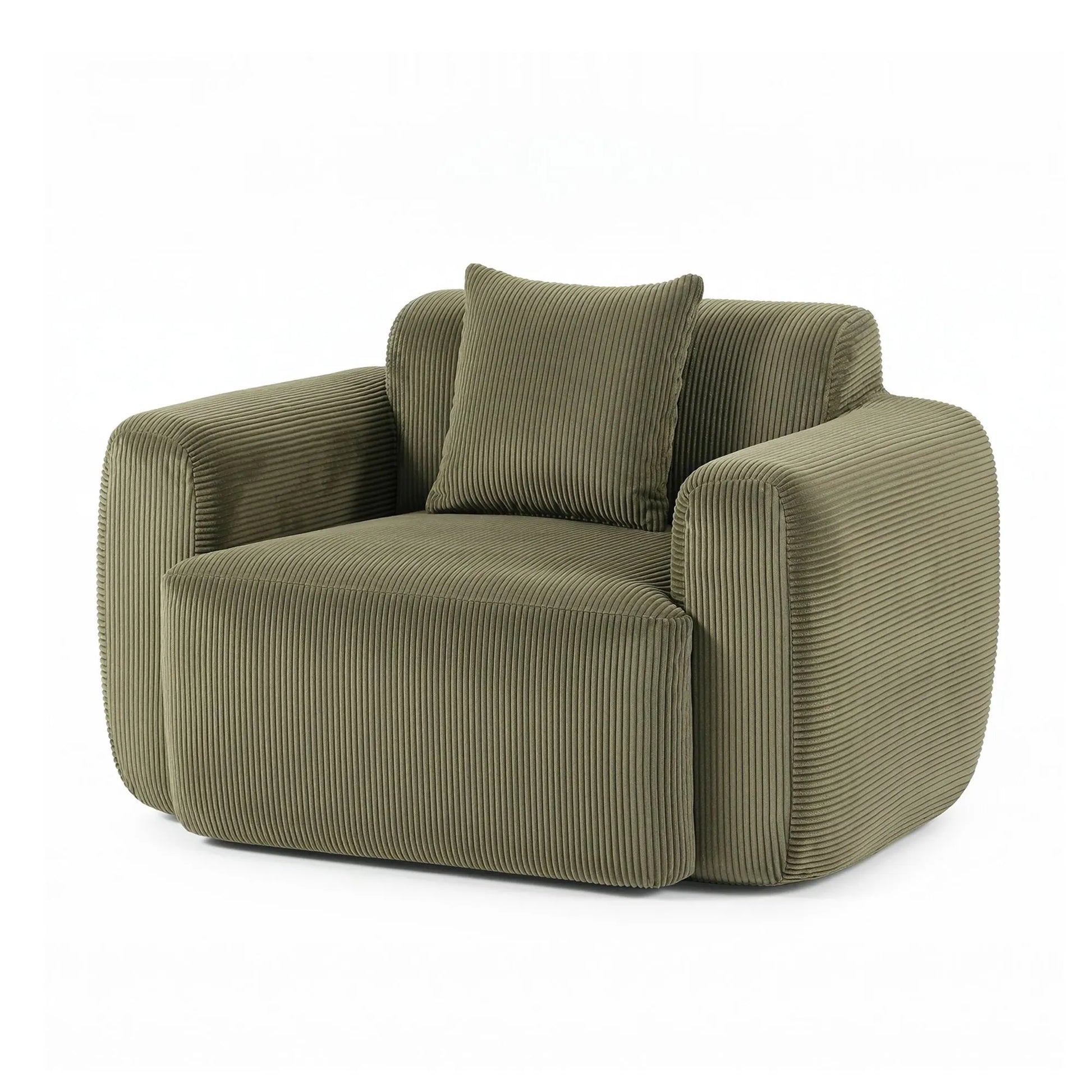 Artiss Compressed Armchair Sofa with Cushion Corduroy No Assembly Green - Image 2