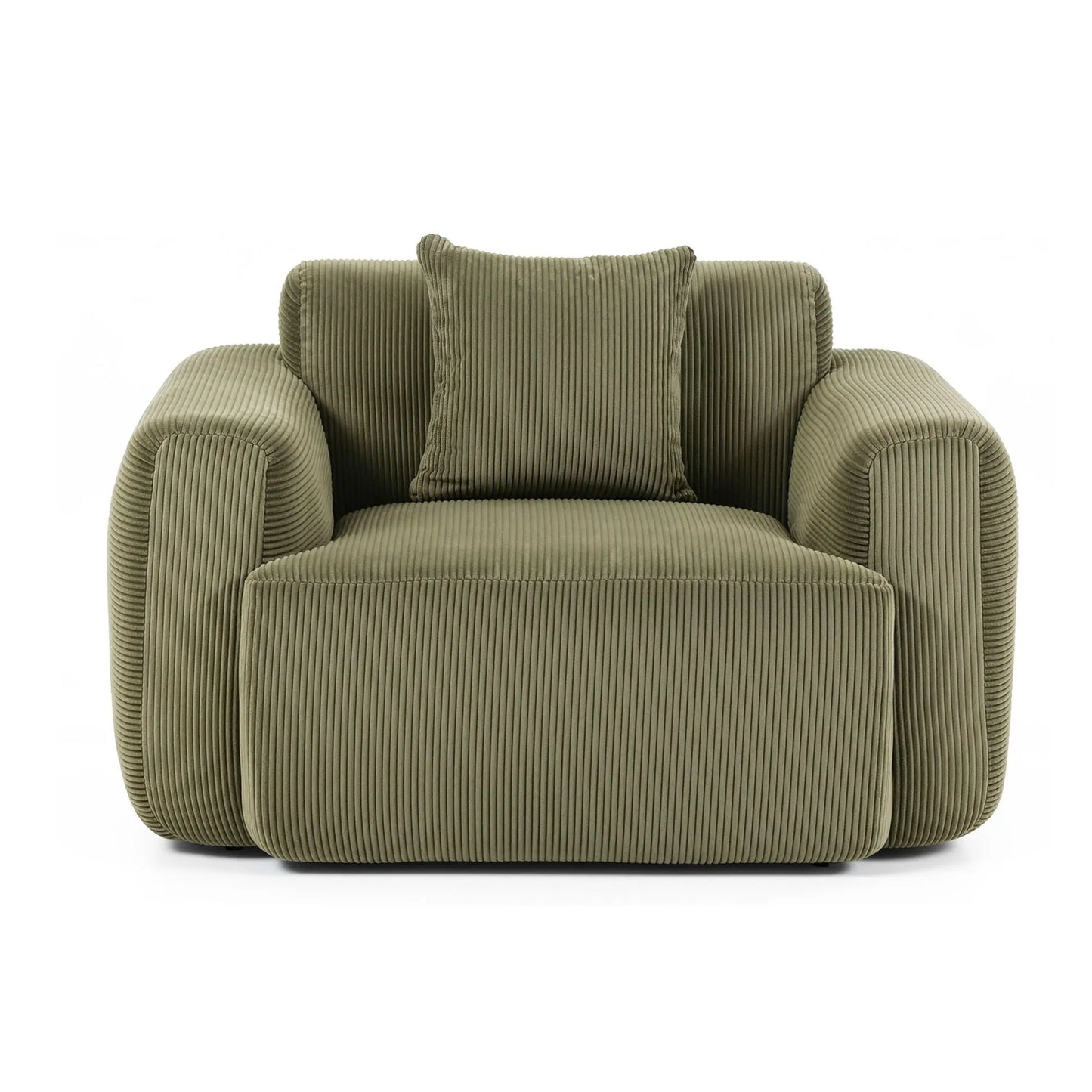 Artiss Compressed Armchair Sofa with Cushion Corduroy No Assembly Green - Image 4