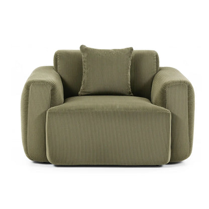 Artiss Compressed Armchair Sofa with Cushion Corduroy No Assembly Green - Image 4