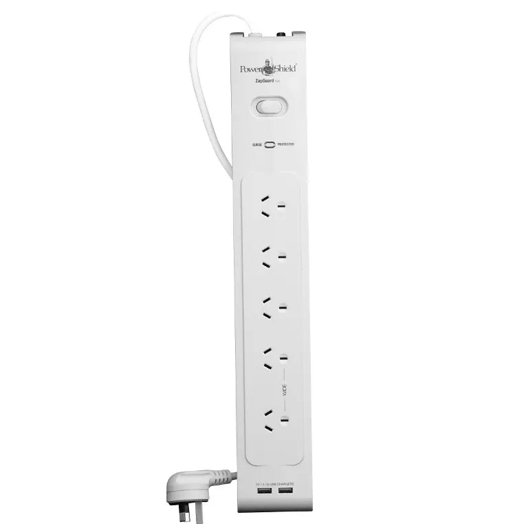 PowerShield PSZ5U2 ZapGuard 5 Way Power Surge Filter Board, 2 x USB Connectors, Wide Spaced Socke...
