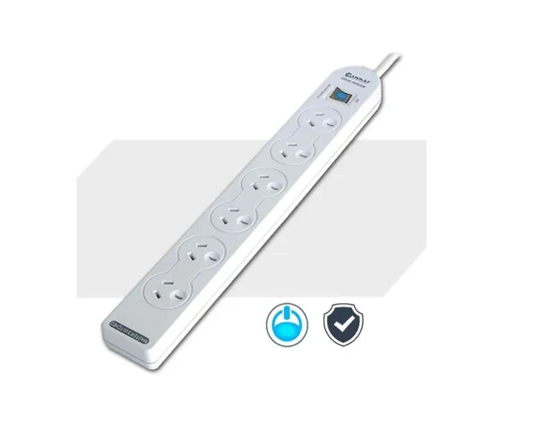 Sansai 6-Way Power Board (137P) with Master Switch Overload Protecte Reset button Indicator Light...