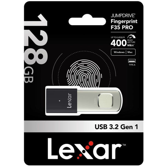 Lexar F35 PRO 128GB JumpDrive Fingerprint USB 3.2 Gen 1, up to 400MB/s read, 300MB/s write  trans...