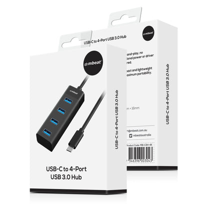 mbeat® USB-C to 4-Port 3.0 Hub - Black USB 3.0 transfer speeds up to 5Gbps Material: ABS Plastic... - Image 4