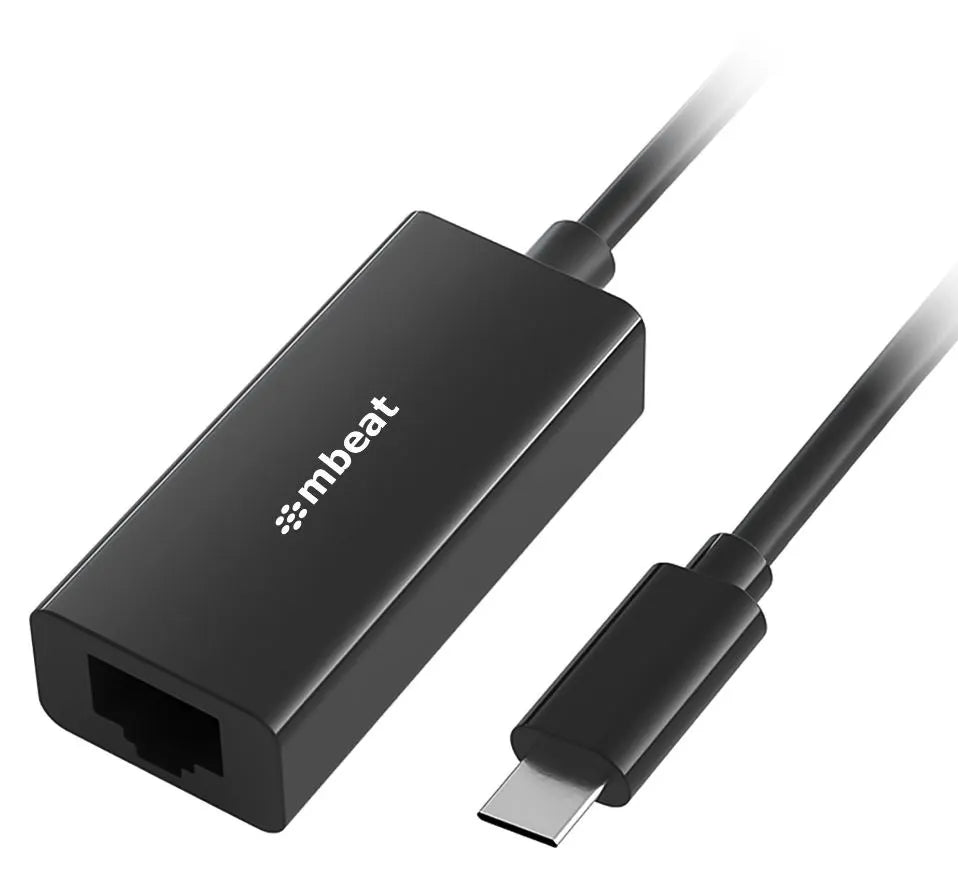 (LS) mbeat®  USB-C Gigabit Ethernet Adapter - Black Fast and secure RJ45, up to 1000Mbps speed. P...