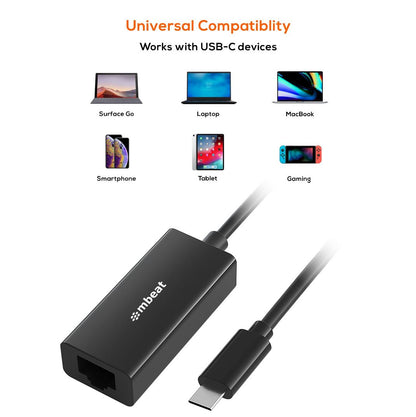 mbeat®  USB-C Gigabit Ethernet Adapter - Black Fast and secure RJ45, up to 1000Mbps speed. Plug-a... - Image 3