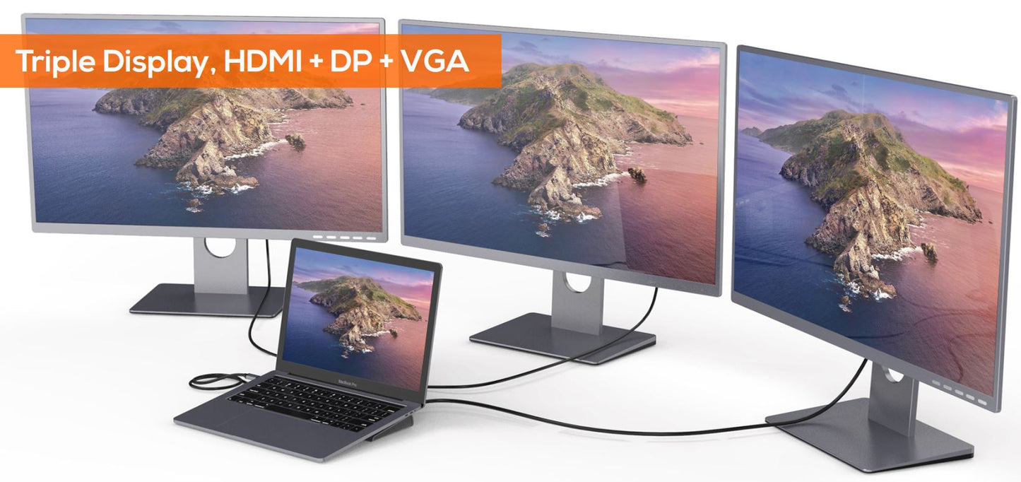 mbeat® Elite Triple Display USB-C Docking Station with 100W Power Delivery 1xHDMI, 1x DisplayPort... - Image 2